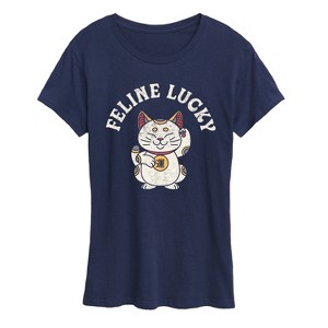 Women's - Instant Message - Feline Lucky Short Sleeve Graphic T-Shirt - 1 of 4