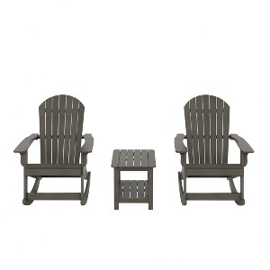 WestinTrends 3-Piece Outdoor Patio Adirondack Rocking Chair with Side Table Set - 1 of 3
