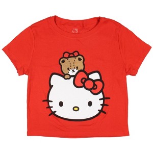 Sanrio Women's Hello Kitty and Tiny Chum Cropped Short Sleeve T-Shirt - 1 of 3
