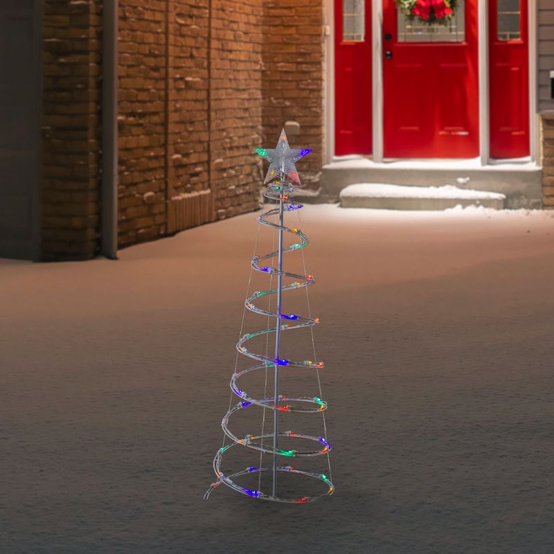Northlight 4ft LED Lighted Spiral Cone Tree Outdoor Christmas Decoration, Multi Lights, 2 of 5