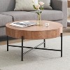 Round Coffee Table with Drawers Circle Living Room Table Wood Accent Coffee Table with Storage Vintage Center Table - 3 of 4