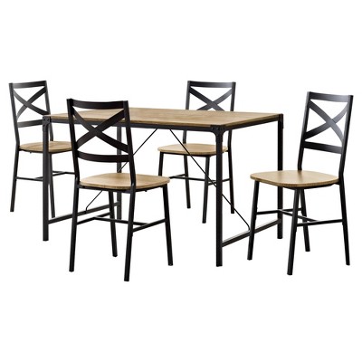 5pc Metal and Wood Angle Iron Dining Kitchen Set Barnwood - Saracina Home