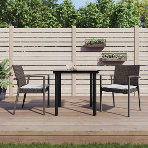 vidaXL 3 Piece Patio Dining Set with Cushions Poly Rattan and Steel - 1 of 4