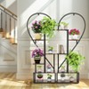 6 Tier Metal Plant Stand:2 Pack Industrial Half Heart-Shaped Plant Holder Multiple Metal Flower Pots Display Shelf with Hooks for Home Garden - 2 of 4
