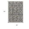 HomeRoots 3' X 5' Ivory and Gray Abstract Power Loom Worn Faded Area Rug With Fringe - 3 of 4