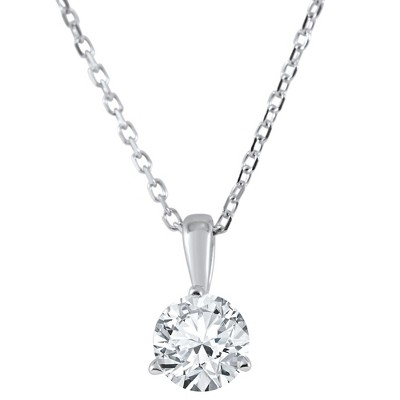 Pompeii3 3/8 ct Solitaire Lab Created Diamond Pendant available in 14K and Platinum