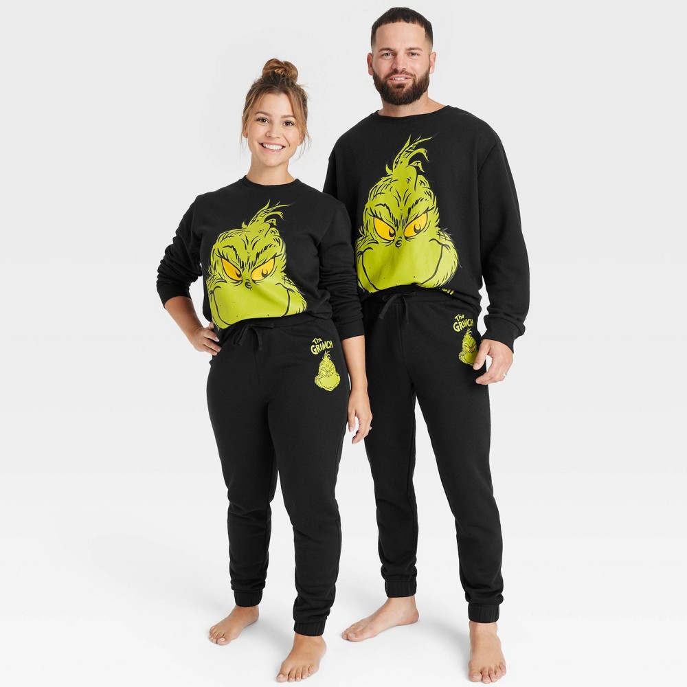 size small Adult The Grinch Graphic Jogger Pants - Black S