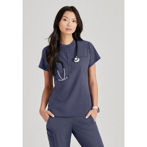 Barco Unify Women's Mission Single Pocket Collar Tuck In Scrub Top - 1 of 4