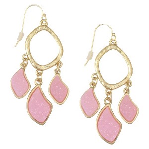Druzy Chandlier Earring - Pink, Women