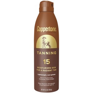 Coppertone Tanning Sunscreen Spray - Water Resistant Spray Sunscreen - SPF 15 - 5.5oz - 1 of 4