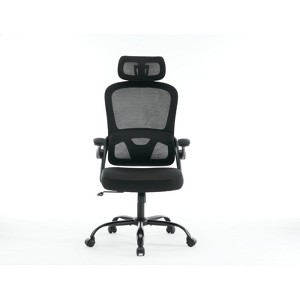 SKRAN Ergonomic Mesh Office Chair, High Back Desk Chair with 3D Armrests, Up&Down Lumbar Support,Swivel Task Chair with Adjustable 2D Headrest,Black - 1 of 4