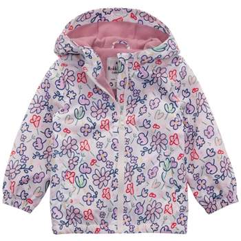 Rokka&Rolla Toddler Girls' Fleece Lined Full Zip Windbreaker Rain Jacket