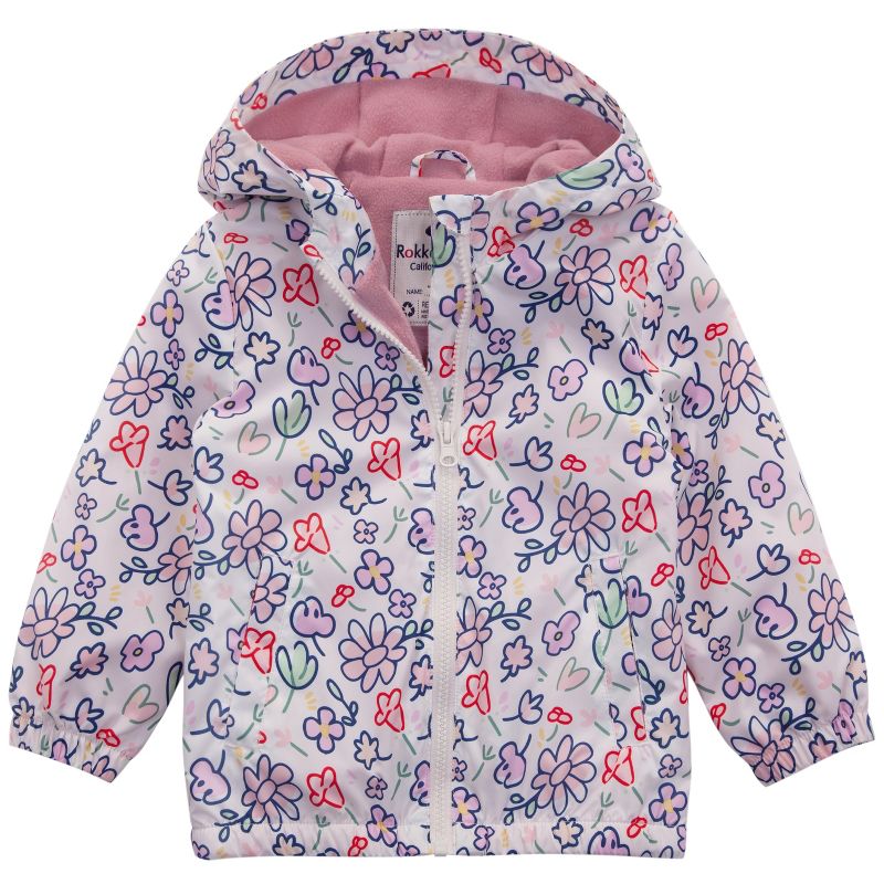 Rokka&Rolla Toddler Girls' Fleece Lined Full Zip Windbreaker Rain Jacket, 1 of 9