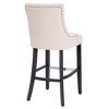 WestinTrends 29" Linen Tufted Buttons Upholstered Wingback Bar Stool (Set of 3) - 4 of 4