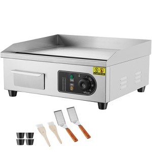 VEVOR Commercial Electric Griddle, 1700W Countertop Flat Top Grill, 122℉-572 ℉ Adjustable Temp, 17.72 x 11.81 x 0.39in Stainless Steel Griddle Grill - 1 of 4