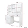 43"W Makeup Vanity Desk Vanity Table Dressing Table with 3-Mode Lighted Mirror, 5 Drawers and Storage Shelves, White-ModernLuxe - image 4 of 4