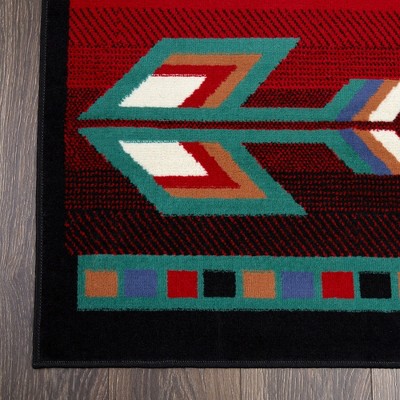 Southwestern Geometric Black and Red 9' x 12' Synthetic Area Rug