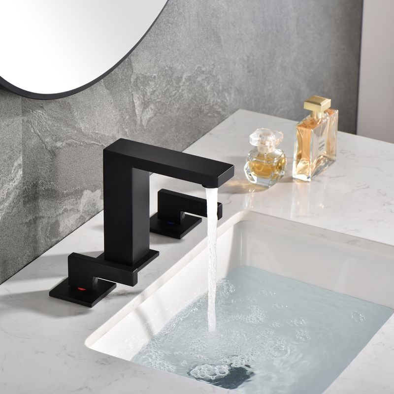 Sumerain Widespread Matte Black Bathroom Sink Faucet 8 Inch 3 Hole Lavatory Faucet Vanity Faucet, 5 of 13