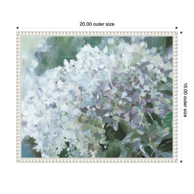Sylvie Beaded White Framed Hydrangea Canvas Wall Art