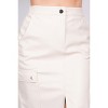 Slickblue Women's Midi Skirt, Faux Leather High-Rise Cargo, Front Slit Detail, Utility Style, New Cream/Gold/Silver, S-L - 4 of 4