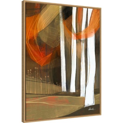 Ethereal Fall Forest Abstract Watercolor Framed Canvas Art