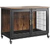 37.5 Inch Furniture Style Heavy Duty Dog Crate with Wheels & Removable Tray, Lockable Dog Kennel Furniture Indoor - 2 of 4