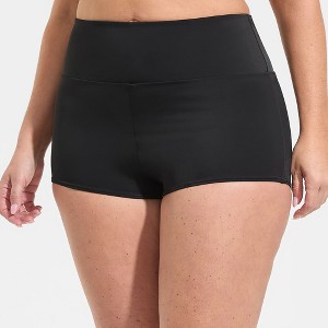 Lands' End Women's Tugless High Waisted Swim Boy Shorts - 1 of 4