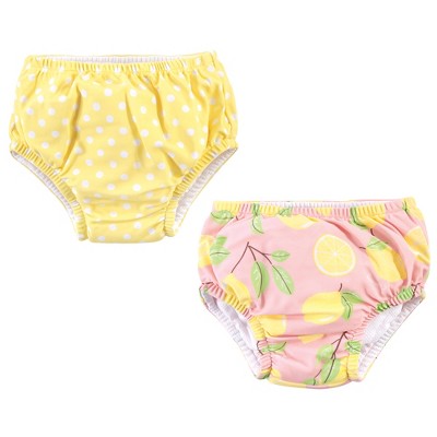 Hudson Baby Infant and Toddler Girl Swim Diapers, Pink Lemons