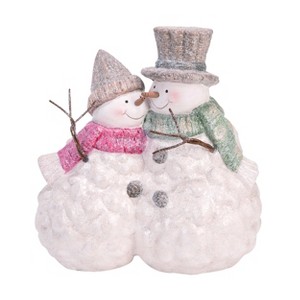 Transpac Terracotta 10 in. White Christmas Wire Nose Snowman Couple - 1 of 1