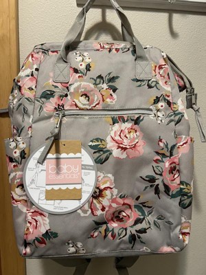 Baby essentials floral wide best sale frame diaper bag backpack