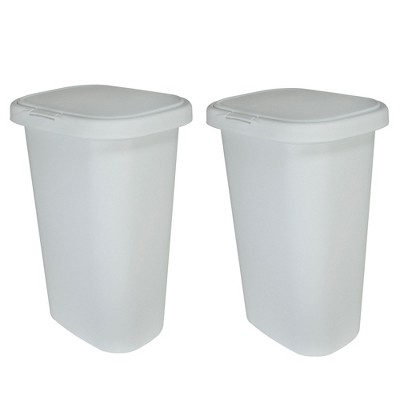 Hefty 13.3 gal. Touch Lid Trash Can White (2-Pack)