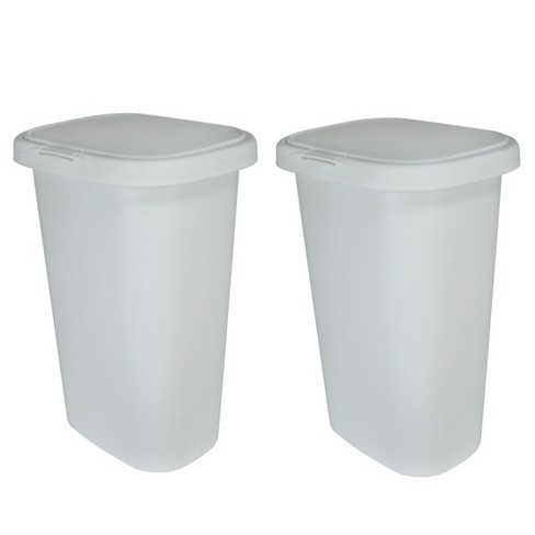  Rubbermaid Spring Top Lid Trash Can, 13-Gallon, White