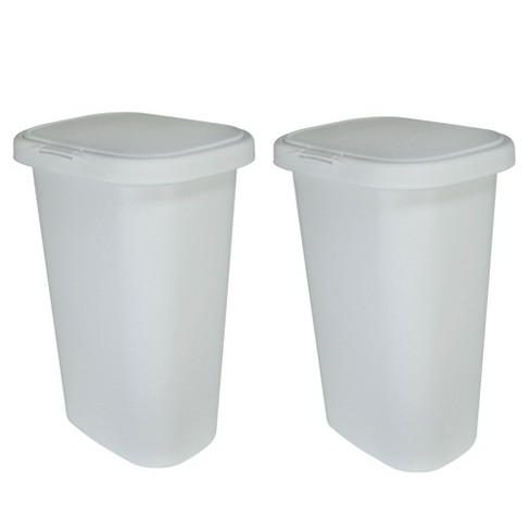 Rubbermaid 13 Gallon Rectangular Spring-top Lid Kitchen Wastebasket Trash  Can For Tall Trashbags, White (2 Pack) : Target