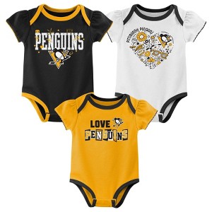 NHL Pittsburgh Penguins Baby Girls' 3pk Bodysuit - 1 of 4