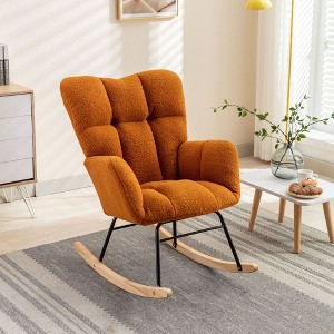 Kumasinova Accent Rocking Chair with Tufted Back,Versatile Nursery Chair for Living Room,Plush Teddy Fabric Rockers with 250lbs Capacity - 1 of 4