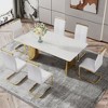 CENGHU Modern Minimalist Rectangular Dining Table with Black or White Patterned Glass Desktop and Golden Metal Legs,  71" *39.3" *29.5"  Kitchen Table - 3 of 4