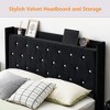 Flannel Upholstered Floating Bed Frame with LED Light, Storage Headboard, Noise Free Sturdy Metal Structure Platform - 4 of 4