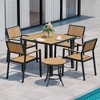 Pamapic 6-Piece Aluminum Outdoor Patio Dining Set with Square Table, Small Side Table and 4-Stackable Chairs - 2 of 4