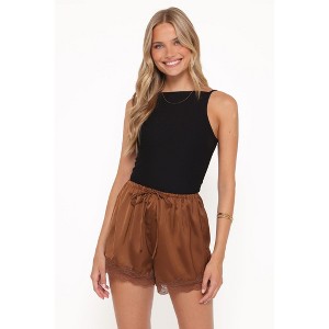 Arlet Lace Trim Satin Shorts - Chocolate Brown S : Target