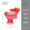 HOST Freeze Insulated Martini Cooling Cups, Plastic Freezer Gel Chiller Double Wall Stemless Cocktail Glass Set of 2, 9oz Punch Pink - 3 of 4