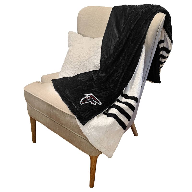 NFL Atlanta Falcons Embossed Logo Faux Shearling Stripe Blanket, 3 of 4