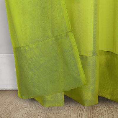 Lime Green Sheer Polyester Rod Pocket Curtain Panel