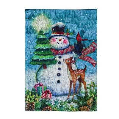 Evergreen Snowman Village Garden Glisten Flag