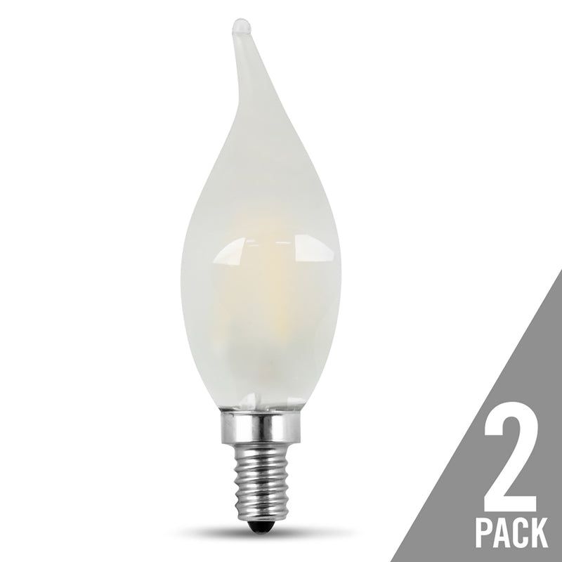 Feit Electric CA10 E12 (Candelabra) LED Bulb Soft White 60 Watt Equivalence 2 pk, 3 of 5