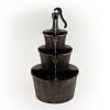 40" Three Tier Pump and Barrels Fountain Brown - Alpine Corporation: Rustic Garden Decor, Electric Powered - 3 of 4