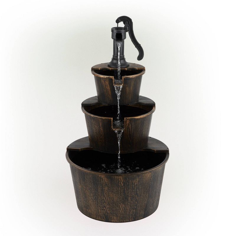 40&#34; Three Tier Pump and Barrels Fountain Brown - Alpine Corporation, 4 of 9