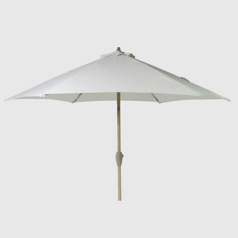 9 Round Patio Umbrella Duraseason Fabric Linen Light Wood Pole Threshold Target