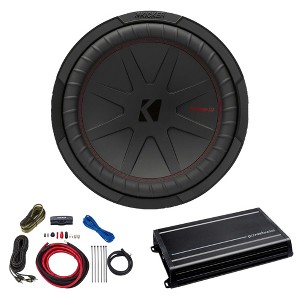 Kicker 12" Comp RT Woofer 48CWR124 Package compatible w/ ACS-1000D Amp, wire kit - 1 of 4