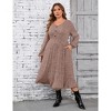 Women's Plus Size Sweater Dress Casual V Neck Long Sleeve Fall Winter Knit Dress with Pockets - 2 of 4