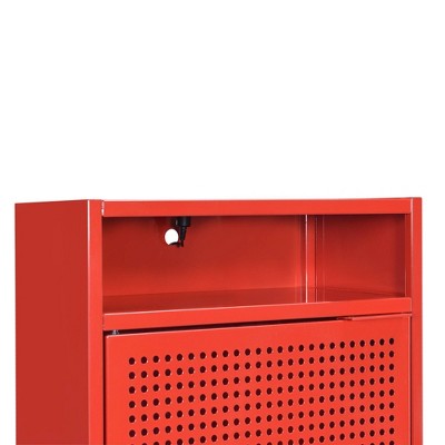 Gemma 19" Red Metal Nightstand with USB Charging Port
